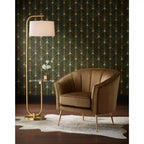 Poltrona capitonné in velluto marrone 55 Downing Street 55 Downing Leighton larga 35 3/4