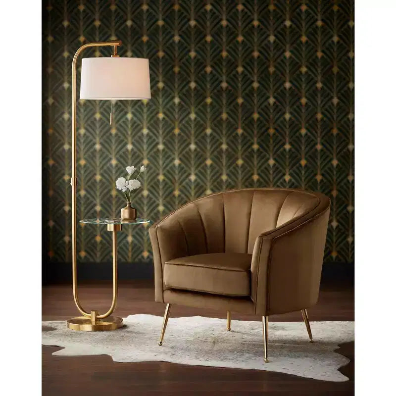 Poltrona capitonné in velluto marrone 55 Downing Street 55 Downing Leighton larga 35 3/4