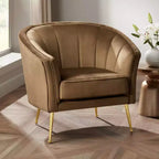 Poltrona capitonné in velluto marrone 55 Downing Street 55 Downing Leighton larga 35 3/4