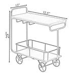 Carrello da Bar in Metallo Vintiquewise con Ruote, Portabottiglie e Porta Bicchieri