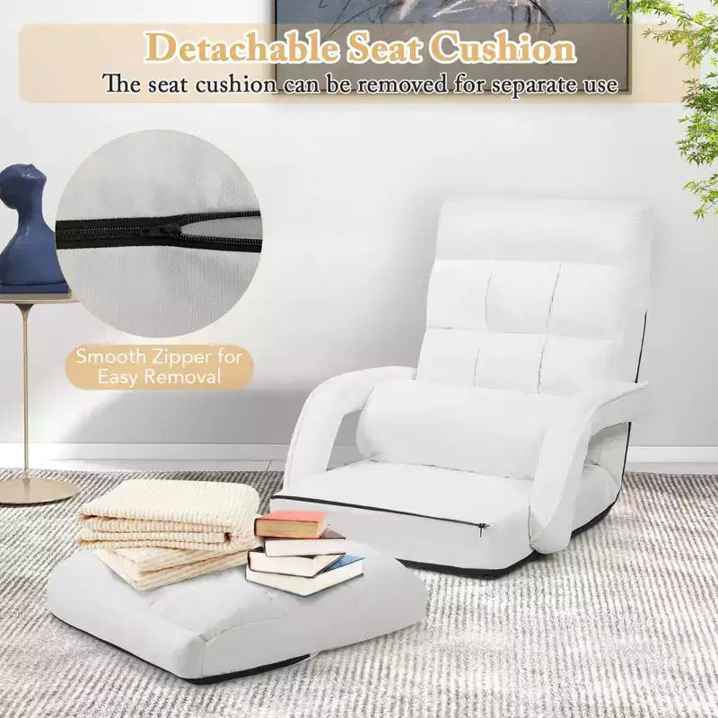 Poltrona Pieghevole Lazy Sofa Costway con Schienale Regolabile su 6 Livelli e Cuscino Seduta Staccabile