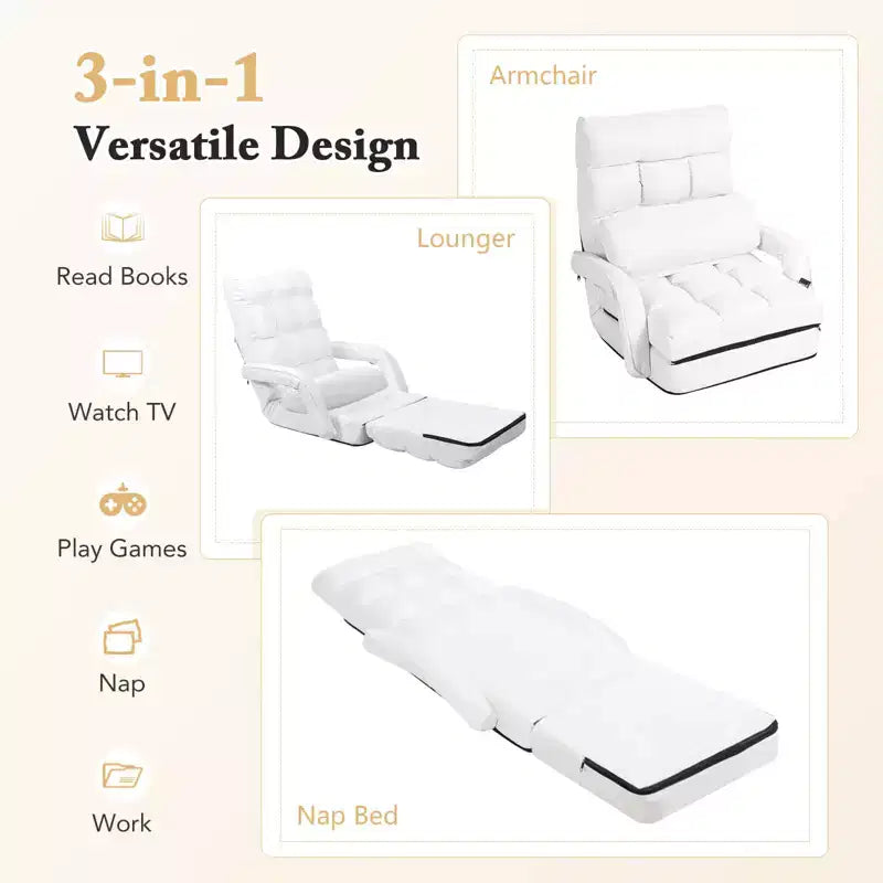 Poltrona Pieghevole Lazy Sofa Costway con Schienale Regolabile su 6 Livelli e Cuscino Seduta Staccabile