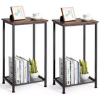 Costway Set of 2 2-Tier Industrial Side End Accent Telephone Table w/ Mesh Shelf
