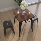 Merrick Lane 23.5 Tavolo Contemporaneo in Acciaio per Interni con Piano Quadrato in Legno Rustico