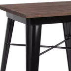 Merrick Lane 23.5 Tavolo Contemporaneo in Acciaio per Interni con Piano Quadrato in Legno Rustico