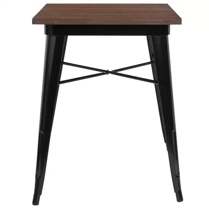 Merrick Lane 23.5 Tavolo Contemporaneo in Acciaio per Interni con Piano Quadrato in Legno Rustico