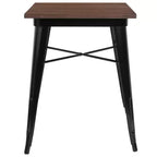 Merrick Lane 23.5 Tavolo Contemporaneo in Acciaio per Interni con Piano Quadrato in Legno Rustico