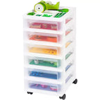 IRIS USA Carrello portaoggetti a 6 cassetti con piano organizer, bianco