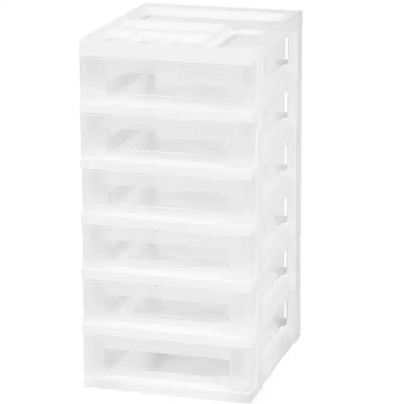 IRIS USA Carrello portaoggetti a 6 cassetti con piano organizer, bianco