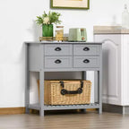 HOMCOM Credenza Madia, Tavolo Consolle da Ingresso con 4 Cassetti e Ripiano Inferiore a Doghe, per Cucina, Sala da Pranzo, Soggiorno
