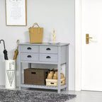 HOMCOM Credenza Madia, Tavolo Consolle da Ingresso con 4 Cassetti e Ripiano Inferiore a Doghe, per Cucina, Sala da Pranzo, Soggiorno