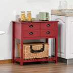 HOMCOM Credenza Madia, Tavolo Consolle da Ingresso con 4 Cassetti e Ripiano Inferiore a Doghe, per Cucina, Sala da Pranzo, Soggiorno