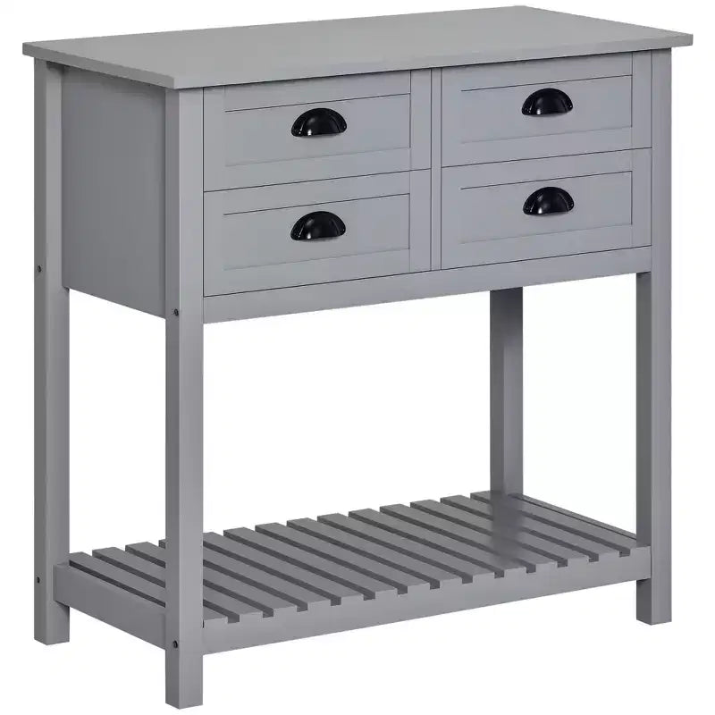 HOMCOM Sideboard Buffet Cabinet, Storage Serving Console Table with 4 Drawers and Slatted Bottom Shelf for Kitchen, Living Room