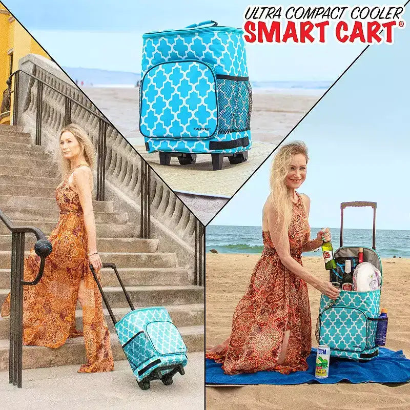 dbest products Carrello frigo ultra compatto Smart Cart, isotermico pieghevole con ruote per portellone barbecue spiaggia estate
