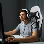 Sedia da gaming massaggiante Costway Sedia da ufficio reclinabile con poggiapiedi, bianca