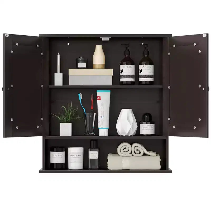 Costway Specchio da Parete Mobiletto a Muro Bagno con Armadietto per Medicinali Organizer Bianco/Grigio/Marrone/Nero