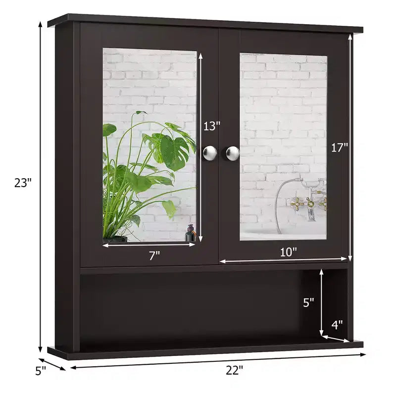 Costway Specchio da Parete Mobiletto a Muro Bagno con Armadietto per Medicinali Organizer Bianco/Grigio/Marrone/Nero