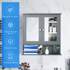 Costway Specchio da Parete Mobiletto a Muro Bagno con Armadietto per Medicinali Organizer Bianco/Grigio/Marrone/Nero