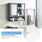Costway Specchio da Parete Mobiletto a Muro Bagno con Armadietto per Medicinali Organizer Bianco/Grigio/Marrone/Nero