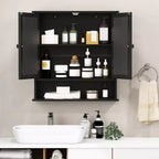 Costway Specchio da Parete Mobiletto a Muro Bagno con Armadietto per Medicinali Organizer Bianco/Grigio/Marrone/Nero