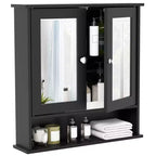 Costway Wall Mount Mirror Cabinet Bathroom Medicine Cabinet Organizer White/Gray/Brown/Black