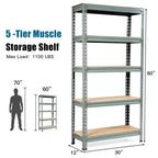 Costway 2 pz Scaffali di Stoccaggio in Metallo a 5 Ripiani 152 cm Ripiani Regolabili Argento/Grigio/Blu