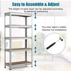 Costway 2 pz Scaffali di Stoccaggio in Metallo a 5 Ripiani 152 cm Ripiani Regolabili Argento/Grigio/Blu