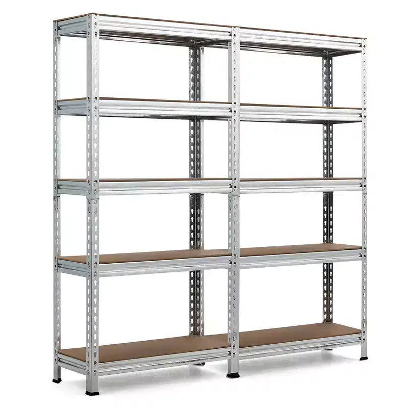 Costway 2 pz Scaffali di Stoccaggio in Metallo a 5 Ripiani 152 cm Ripiani Regolabili Argento/Grigio/Blu