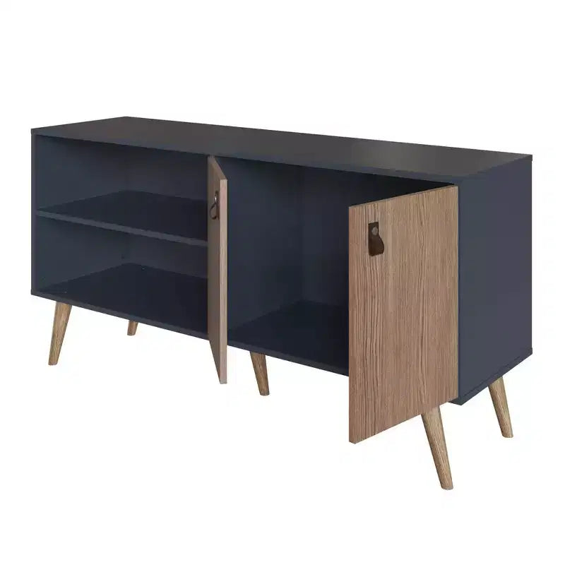 Mobile TV Manhattan Comfort in similpelle color ambra con maniglie per TV fino a 50 pollici