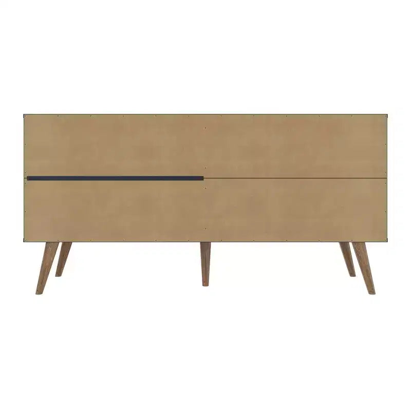Mobile TV Manhattan Comfort in similpelle color ambra con maniglie per TV fino a 50 pollici