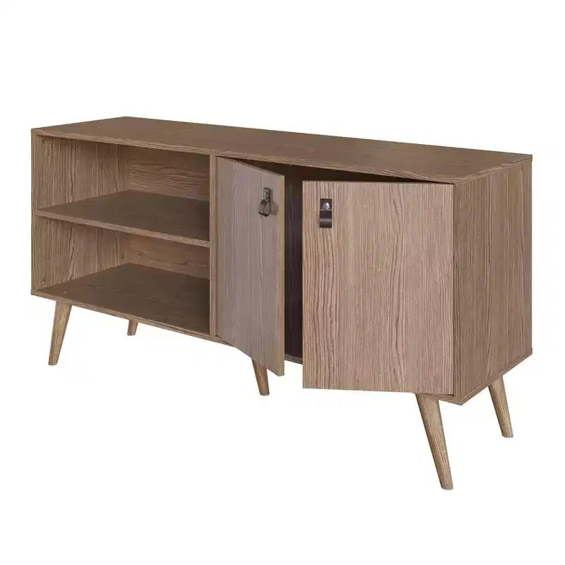Mobile TV Manhattan Comfort in similpelle color ambra con maniglie per TV fino a 50 pollici