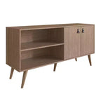 Mobile TV Manhattan Comfort in similpelle color ambra con maniglie per TV fino a 50 pollici