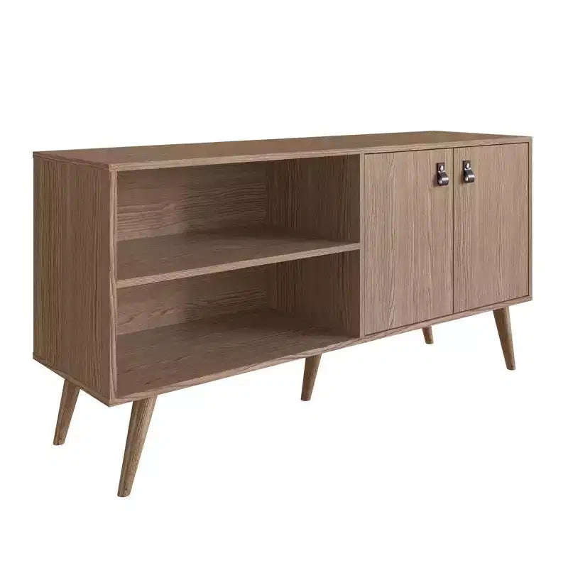 Mobile TV Manhattan Comfort in similpelle color ambra con maniglie per TV fino a 50 pollici