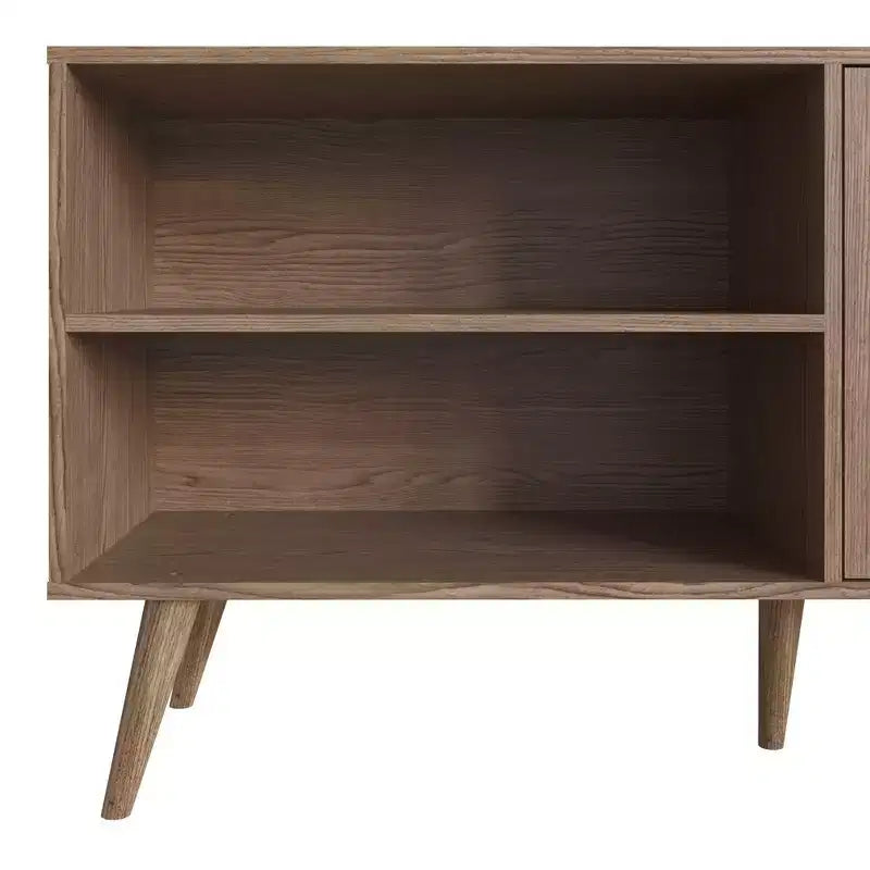 Mobile TV Manhattan Comfort in similpelle color ambra con maniglie per TV fino a 50 pollici