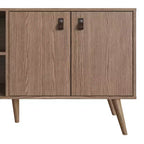 Mobile TV Manhattan Comfort in similpelle color ambra con maniglie per TV fino a 50 pollici