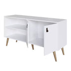 Mobile TV Manhattan Comfort in similpelle color ambra con maniglie per TV fino a 50 pollici