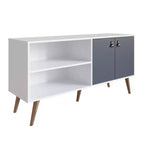 Mobile TV Manhattan Comfort in similpelle color ambra con maniglie per TV fino a 50 pollici