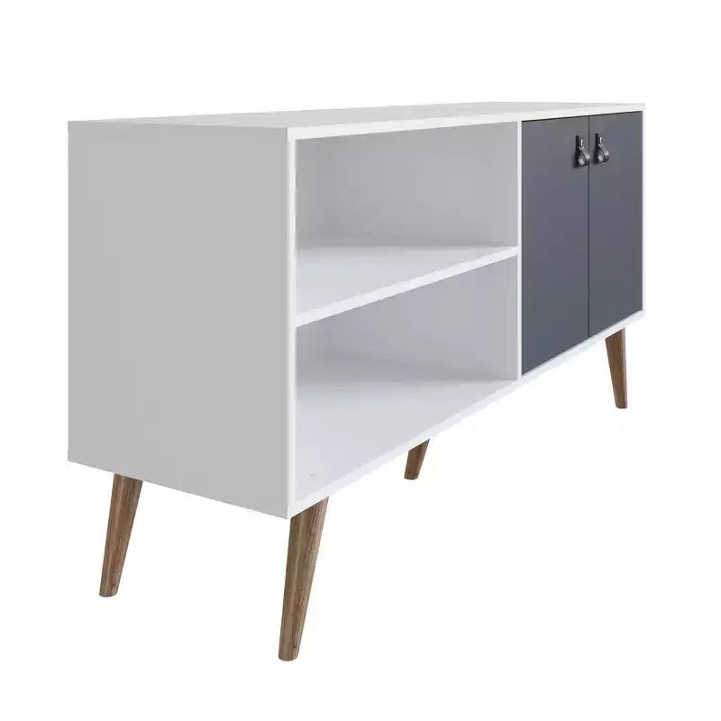 Mobile TV Manhattan Comfort in similpelle color ambra con maniglie per TV fino a 50 pollici