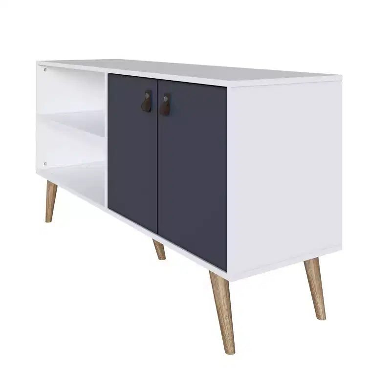 Mobile TV Manhattan Comfort in similpelle color ambra con maniglie per TV fino a 50 pollici
