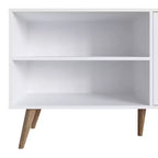 Mobile TV Manhattan Comfort in similpelle color ambra con maniglie per TV fino a 50 pollici