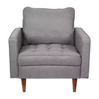 Poltrona Flash Furniture Hudson in stile moderno di metà secolo di qualità commerciale con rivestimento trapuntato in simil lino e gambe in legno massello