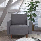 Poltrona Flash Furniture Hudson in stile moderno di metà secolo di qualità commerciale con rivestimento trapuntato in simil lino e gambe in legno massello