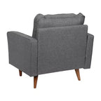 Poltrona Flash Furniture Hudson in stile moderno di metà secolo di qualità commerciale con rivestimento trapuntato in simil lino e gambe in legno massello