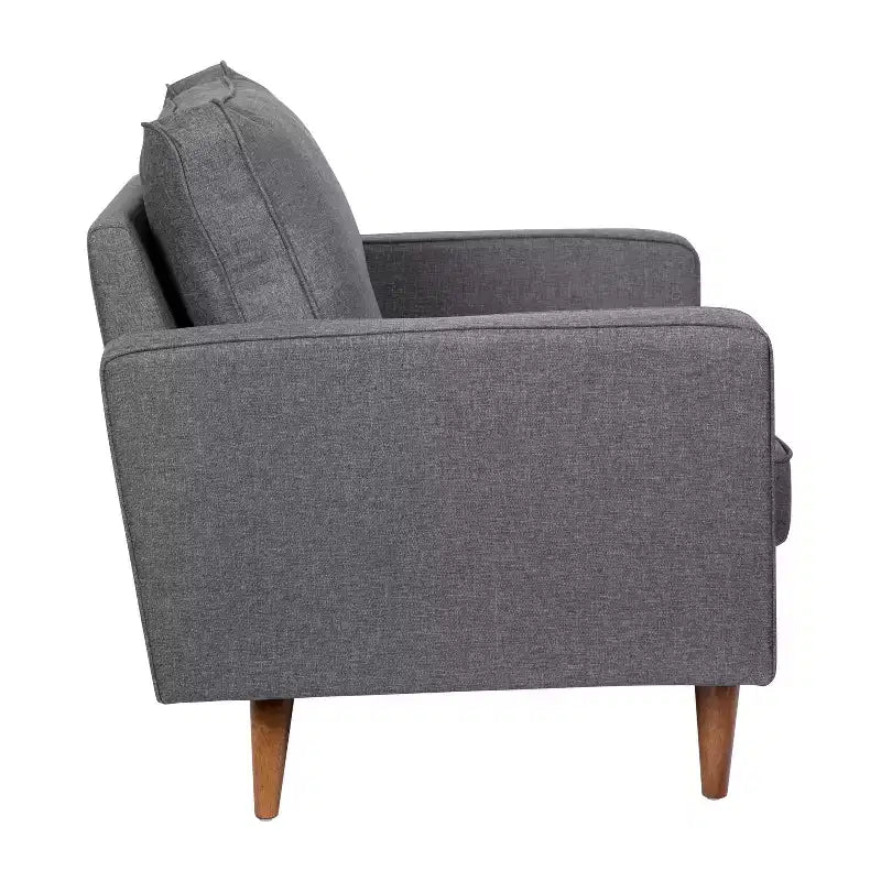 Poltrona Flash Furniture Hudson in stile moderno di metà secolo di qualità commerciale con rivestimento trapuntato in simil lino e gambe in legno massello