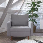 Poltrona Flash Furniture Hudson in stile moderno di metà secolo di qualità commerciale con rivestimento trapuntato in simil lino e gambe in legno massello