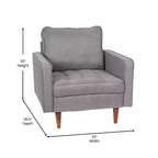 Poltrona Flash Furniture Hudson in stile moderno di metà secolo di qualità commerciale con rivestimento trapuntato in simil lino e gambe in legno massello
