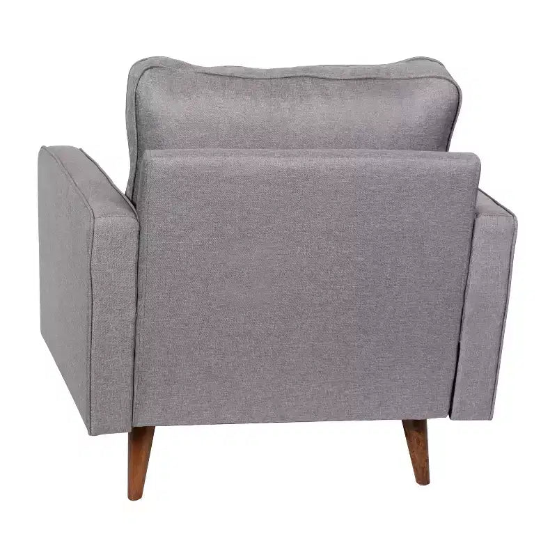 Poltrona Flash Furniture Hudson in stile moderno di metà secolo di qualità commerciale con rivestimento trapuntato in simil lino e gambe in legno massello