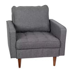 Poltrona Flash Furniture Hudson in stile moderno di metà secolo di qualità commerciale con rivestimento trapuntato in simil lino e gambe in legno massello