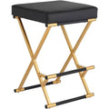 55 Downing Street Metal Bar Stool Gold 25 High Mid Century Modern Black Faux Leather Cushion with Footrest for Kitchen Counter Height Island Home