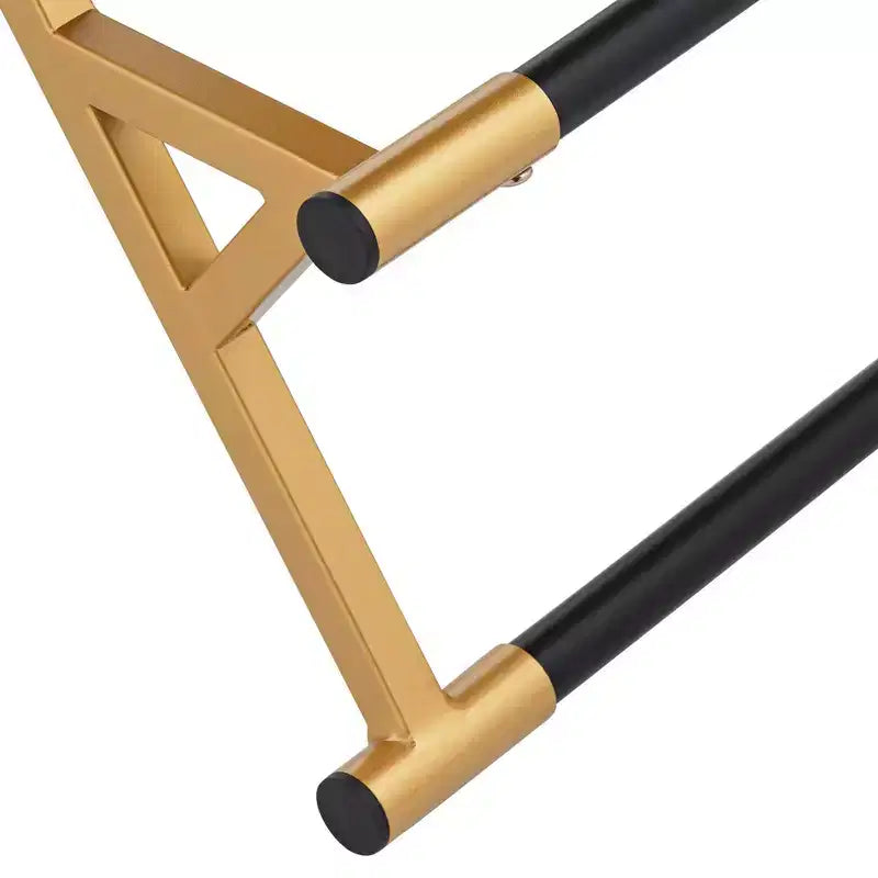 55 Downing Street Sgabello da bar in metallo, dorato, altezza 25", moderno di metà secolo, cuscino in ecopelle nera con poggiapiedi per bancone da cucina, isola domestica